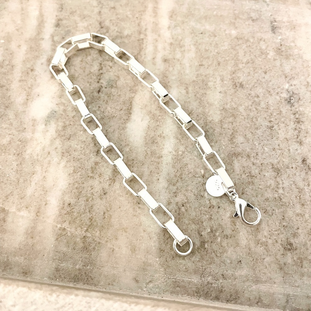 925 Sterling Silver Box Chain Bracelet Link Bracelet 8 inch Bracelet - Picture 4 of 4